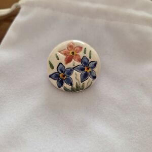 Vintage Hand Painted Ceramic Brooch